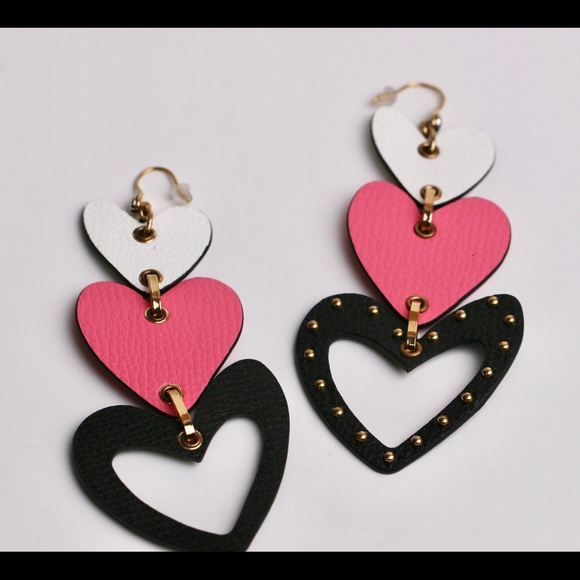 Henri Bendel Leather Heart Earrings - Picture 7 of 8